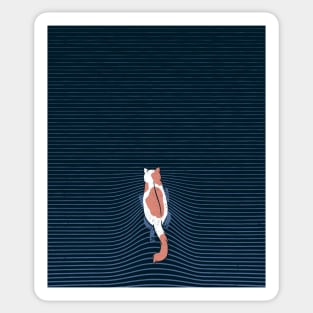 Swimming Cat Lines Dark Blue by Tobe Fonseca Sticker